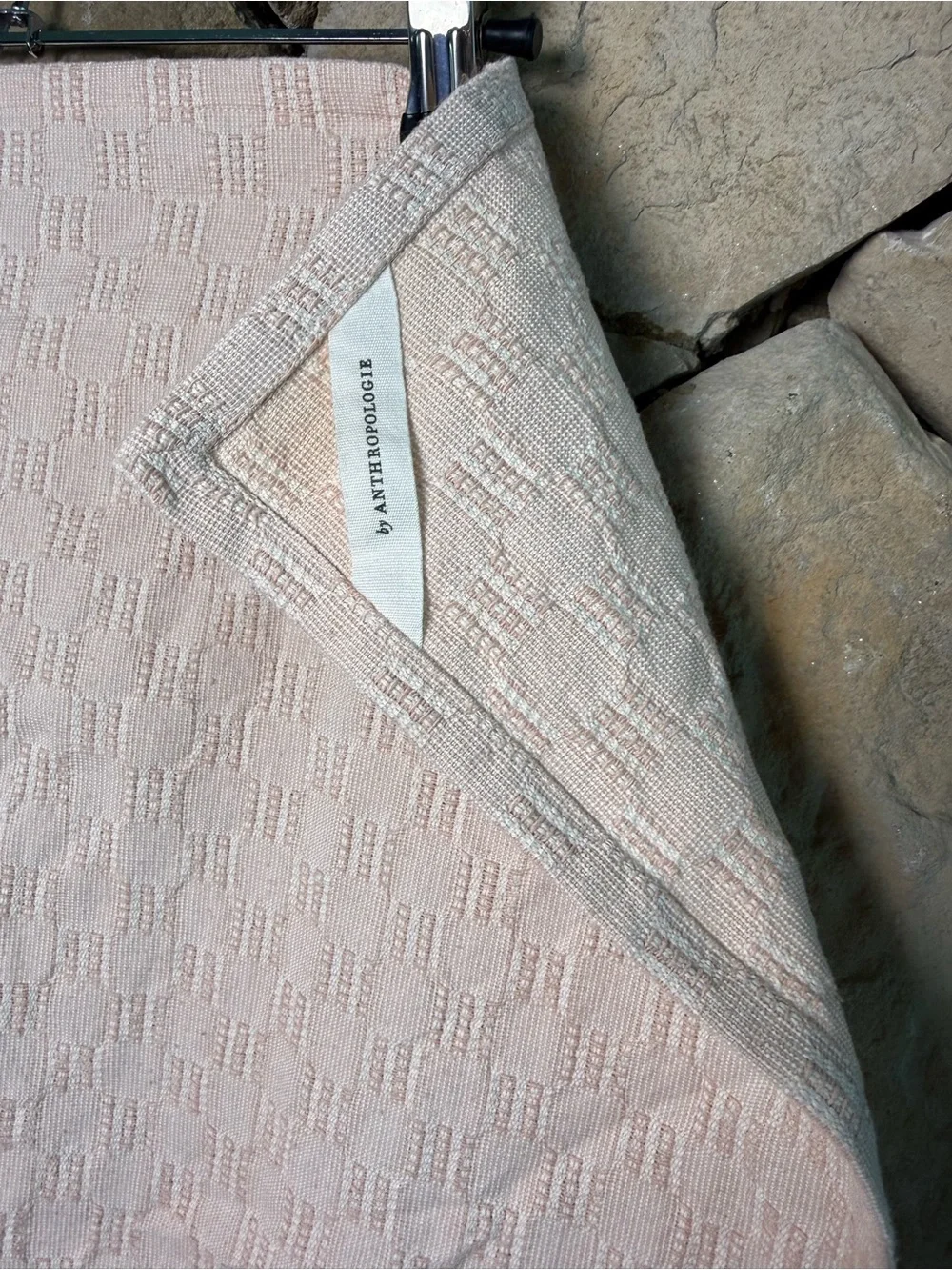 New🌟Anthropologie-Helen Blush Pink Striped Dish Towels